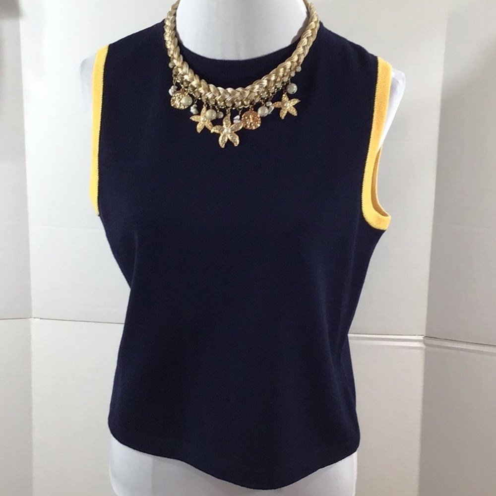 St John Sport blue/gold knit shell